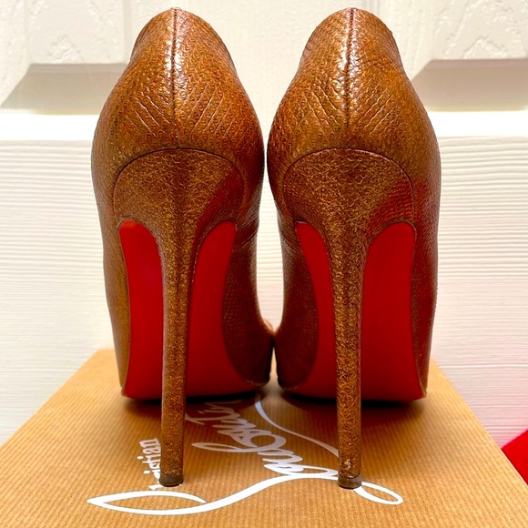 Christian Louboutin Bronze Karung Reptile Pigalle 120 Size 37 - Picture 5 of 9